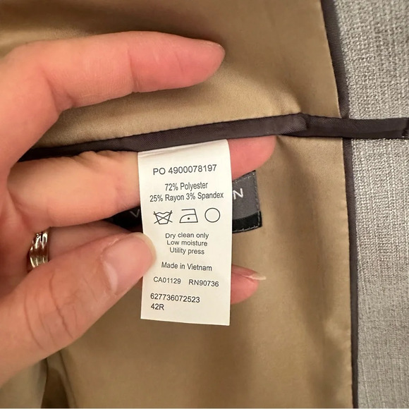 Van Heusen Flex Slim Fit Suit Blazer Jacket Light Gray Size 42R - Picture 8 of 11